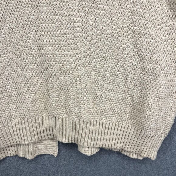 Shawl Collar Cardigan Sweater Womens M/L Beige Gray Patchwork Fringe Boho Knit - Picture 16 of 16